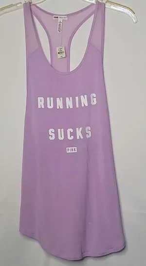PINK - Victoria's Secret NWT razor back purple tank top running sucks size Medium thumbnail 1