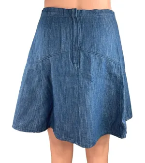 Madewell Women's Blue Denim Back Zip Closure A-Line Flare Mini Jean Skirt Size 2 thumbnail 1
