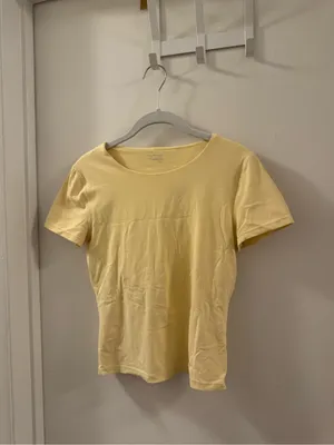 aerie Short Sleeve Fitted Crop Top in yellow thumbnail 3