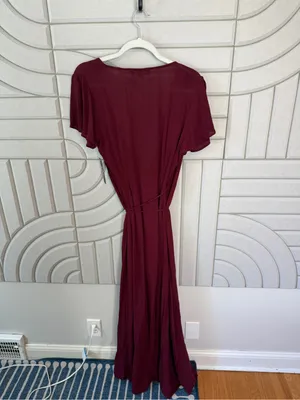 Lulus Burgundy Wrap Maxi Dress Heart of Marigold Medium NEW NWT thumbnail 3