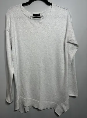 Verve Ami Sweater Asymmetrical Hem Long Sleeves Womens Size Medium Light Gray thumbnail 1