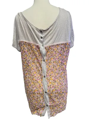Free People XS Top Linen And Floral With Buttons Down The Back thumbnail 2