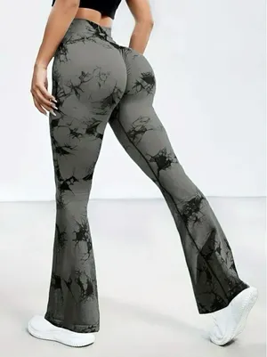 Tie-dye flared leggings booty scrunch grey size L thumbnail 1