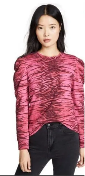 Pam & Gela Tiger Print Sweater Women's XS Pink‎ Casual Statement Top Chic thumbnail 1