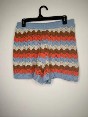 Rip Curl Women's Santorini Sun Crochet Shorts Striped Crochet Knit High-Waist thumbnail 5