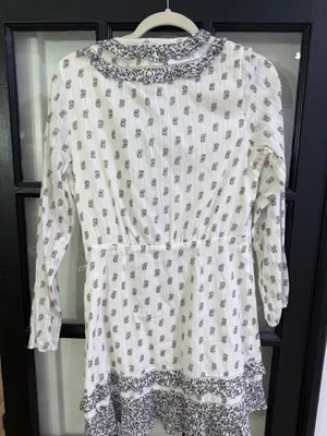 Veronica Beard Kierra Long Sleeve Ruffle White Floral Zip Faux Wrap Dress 4 thumbnail 4