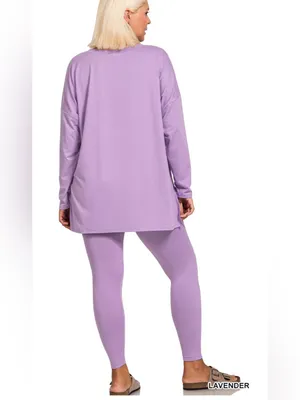 Zenana Outfitters NEW!Plus Size Lavender brushed soft microfiber loungewear set Size 2X thumbnail 3
