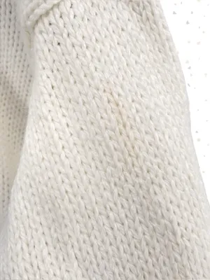 Vintage Winter Sweater Chunky Hand Knit Texture Oversized Boxy Cream Tan Size M thumbnail 7