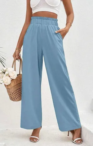 SheIn VCAY Solid Paperbag Waist Wide Leg Pants thumbnail 2