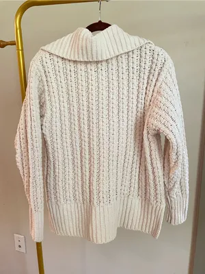 Aerie Cable Car Quarter Zip Sweater Toasted Coconut Chenille Pullover Size XS thumbnail 5