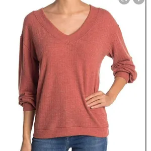 PST Heather Chilli V-neck Knit Sweater Ribbed Size Medium‎ NEW thumbnail 1