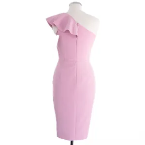 Lavish Lice Scuba Midi Dress with Corset Bodice & Dramatic One-Shoulder Ruffle thumbnail 4