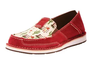Ariat Cruiser Roper Suede Slip On Canvas Shoes Desert Cactus Cowgirl Print 6 NEW thumbnail 1