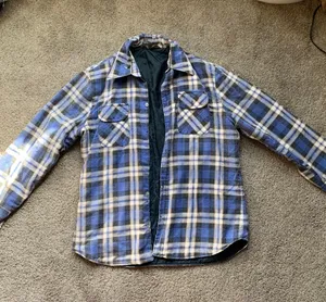 Plaid Flannel Jacket Blue Size L thumbnail 3