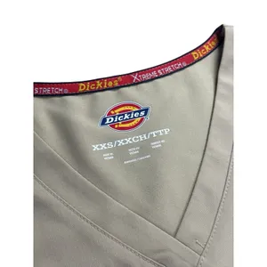 Dickies Xtreme Stretch V-Neck Scrub Top Dark Khaki‎ Stretch XXS Pockets Medical thumbnail 4