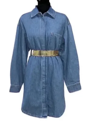 H&M Denim Blue Oversized Dress (Size XS) thumbnail 1