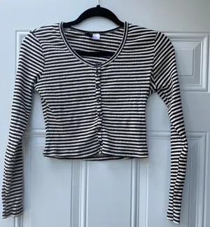 H&M Stripe Long Sleeve Shirr thumbnail 1