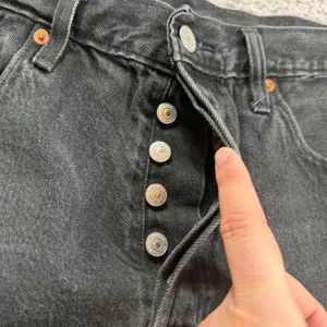 Levis 501 Denim Jean Shorts 31 Original High Rise Cut Off Black Distressed Y2K thumbnail 6
