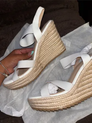 Women's White Espadrille Wedge Sandals - Classic Summer Style thumbnail 2
