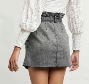 NEW FREE PEOPLE East of Eden Denim Black Mini Skirt thumbnail 4