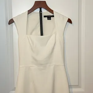 French Connection Cream Square Neck Sleeveless A-Line Mini Dress Size 2 thumbnail 2