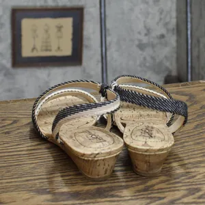 NWT Lifestride Yasmine MISMATCH PRINT Cork Wedge Sandals Natural Multi Brown 6W thumbnail 9