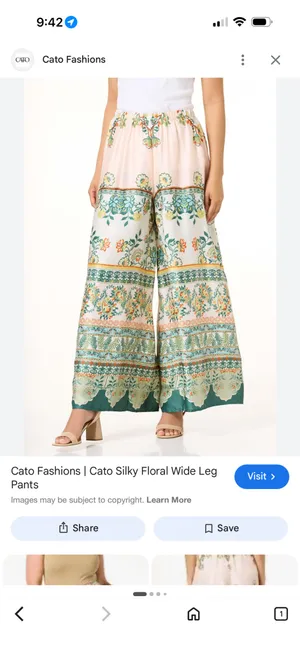 {CATO} Silky Wide Leg Printed Palazzo Pants - Pink Multicolor thumbnail 8