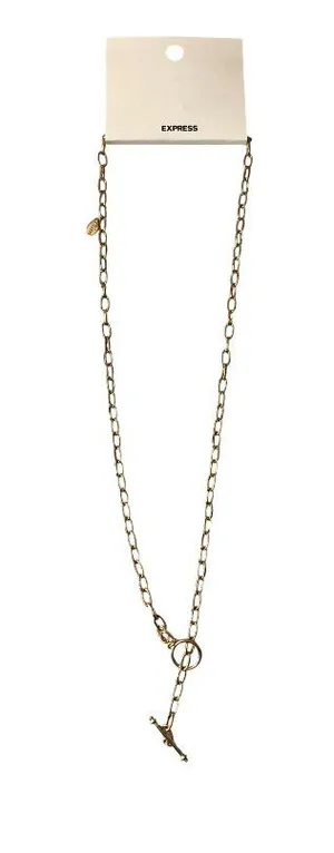 Express Gold-Toned Link Necklace Toggle Clasp Fastener thumbnail 1