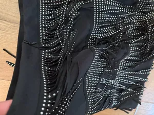 Free The Roses Black Studded Fringe Tiered Mini Skirt thumbnail 3