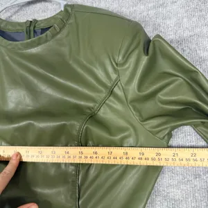 Adidas Ivy Park Size XL-1X Bodysuit Faux Leather Long Sleeve Wild Pine Green thumbnail 5