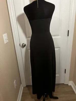 Sexy black maxi evening cocktail dress thumbnail 3