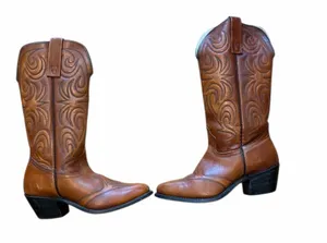 Womens Texas Brand Brown Leather Western Distressed Cowboy Boots 5.5 Made In USA thumbnail 3