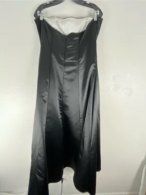 SCOTT MCCLINTOCK Black White Layered Strapless Beaded Gown Size 14 Elegant thumbnail 2
