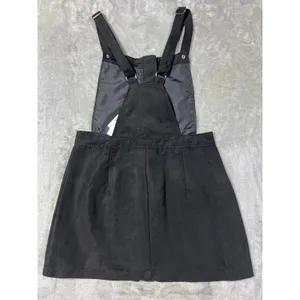 H&M Black Suede Size 8 Medium Zip Front Overall Dress Mini Pinafore NWT thumbnail 4