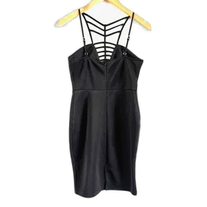 Club L London Black V-Neck Cage Detail Mini Dress Size 6 Sexy Party LBD thumbnail 6