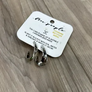 Free people silver tone twisted hoop earrings thumbnail 8