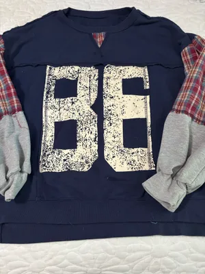 Long sleeve number over sized t shirt thumbnail 1