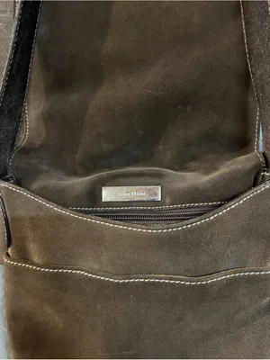 Cole Haan Suede and Leather Slim Crossbody Messenger Bag BOHO Equestrian Vintage thumbnail 6