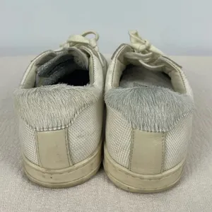 P448 Cream Low Top John Yeti‎ Fur Lace Up Distressed Sneaker thumbnail 9