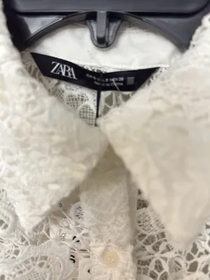 Zara White Lace Halter Collared Camisole thumbnail 4