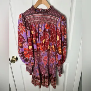 Farm Rio Sweet Floral Long Sleeve Minidress S thumbnail 2