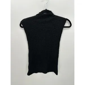 Muse Republic Clothing Black Textured Mock Neck Sleeveless Top Sz S‎ Minimalist thumbnail 2