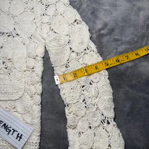 Ivory Cardigan Women XS Cream Crochet Button Front Boho Sweater Cottagecore‎ thumbnail 6