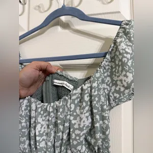 Abercrombie & Fitch Sage Green Floral Maxi Dress Summer Spring thumbnail 4