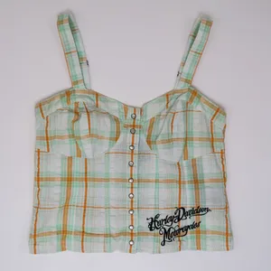Y2K Harley Davidson Bustier Pearl Snap Plaid Tank Top thumbnail 4