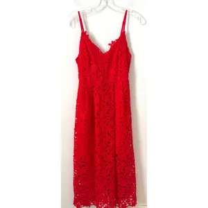 ASTR The Label Lace Adjustable Spaghetti Strap Midi Dress Red Size Small thumbnail 4