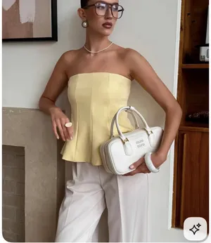 Zara Butter Yellow Peplum Top thumbnail 4