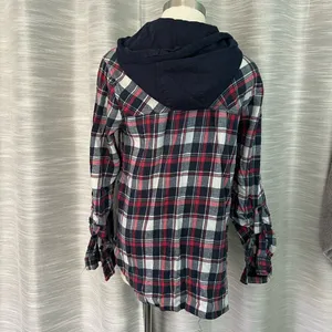 Love Note- Navy blue, Pink, white hooded flannel thumbnail 4