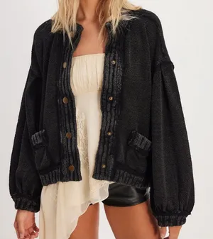 New w/ Flaw Free People We The Free Cute In This Cardi Cardigan Sweater in Black thumbnail 1