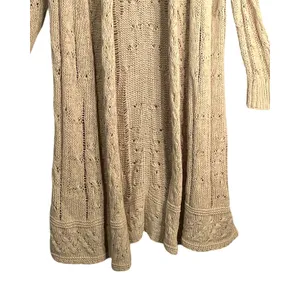 Tommy Bahama Sweater Womens Size XS Tan Long Open Front Knit Duster Cardigan thumbnail 7